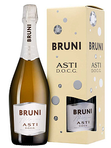 Белое Сладкое Игристое вино Bruni Asti 0.75 л Gift Box