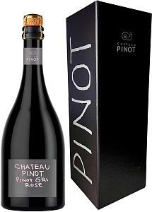 Розовое Экстра брют Игристое вино Chateau Pinot Pinot Gri Rose Extra Brut 0.75 л в подарочной упаковке