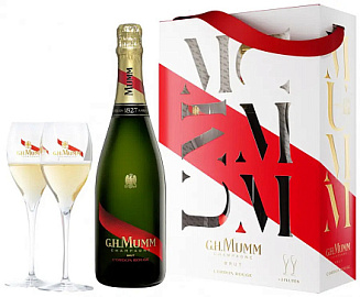 Белое Брют Шампанское G. H. Mumm Grand Cordon Brut 2 Glasses 0.75 л Gift Box