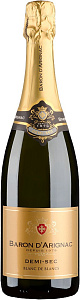 Белое Полусухое Игристое вино Baron d'Arignac Demi Sec Blanc de Blancs 0.75 л