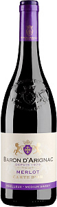 Красное Полусладкое Вино Baron d'Arignac Carte D'Or Merlot 0.75 л