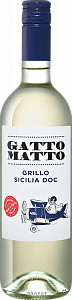 Белое Сухое Вино Gatto Matto Grillo 2018 г. 0.75 л