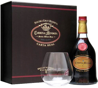 Бренди Sanchez Romate Cardenal Mendoza Carta Real Solera Gran Reserva 0.7 л Gift Box Set 1 Glass