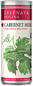 Красное Полусладкое Вино Zelenaya Dolina Cabernet-Merlot 0.25 л
