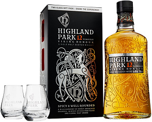 Виски Highland Park 12 Years Old 2 Glasses 0.7 л в подарочной упаковке