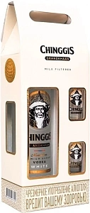 Водка Chinggis Grandkhaan White 2 Glasses 0.75 л в подарочной упаковке
