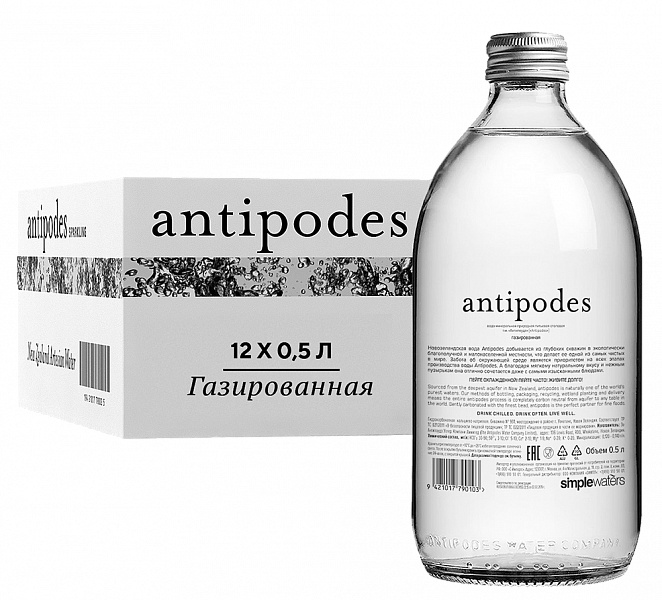 Вода газированная Antipodes Glass 0.5 л 24 шт.