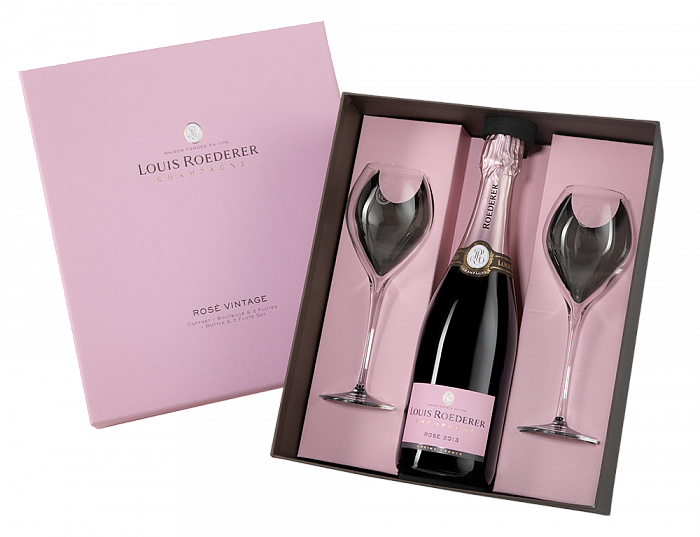 Шампанское Louis Roederer Brut Rose 0.75 л Gift Box Set 2 Glasses