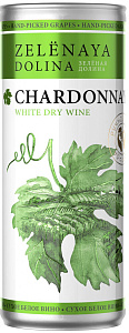 Белое Сухое Вино Zelenaya Dolina Chardonnay 0.25 л