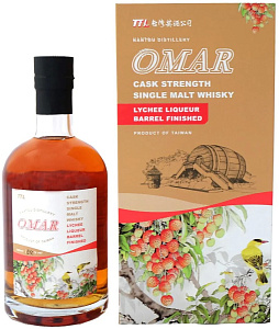 Виски Omar Cask Strength Single Malt Lychee Liqueur Barrel Finished 0.7 л Gift Box