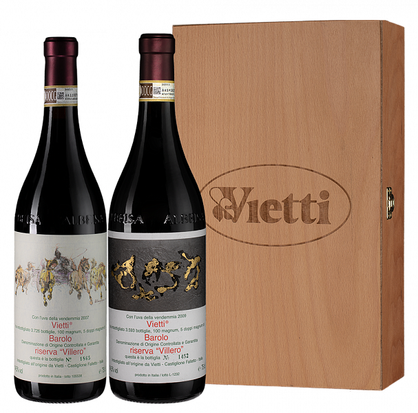 Вино Vietti Barolo Riserva Villero 2007 + 2009 0.75 л Gift Box 2 шт.