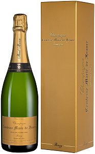 Белое Брют Шампанское Comtesse Marie de France Brut Millesime Grand Cru Bouzy 2014 г. 0.75 л Gift Box