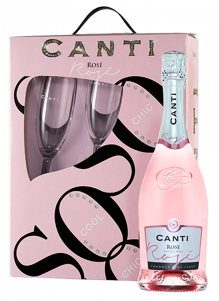 Игристое вино Canti Rose 0.75 л Gift Box Set 2 Glasses
