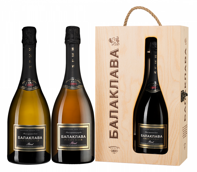 Игристое вино Балаклава Золотая Балка 0.75 л Gift Box 2 шт.