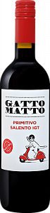 Красное Сухое Вино Gatto Matto Primitivo 2018 г. 0.75 л