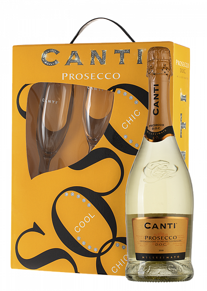 Игристое вино Canti Prosecco 0.75 л Gift Box Set 2 Glasses