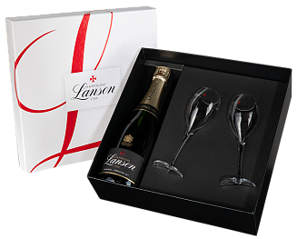 Белое Брют Шампанское Le Black Crеation 257 Brut Lanson 2 Glasses 0.75 л в подарочной упаковке
