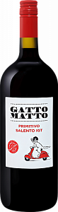 Красное Сухое Вино Gatto Matto Primitivo 2018 г. 1.5 л