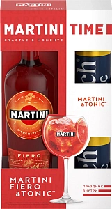 Красное Сладкое Вермут Martini Fiero 1 л Gift Box Set 2 Cans Rich Indian Tonic