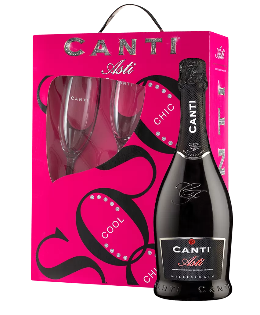 Игристое вино Canti Asti Set 2 Glasses 0.75 л Gift Box