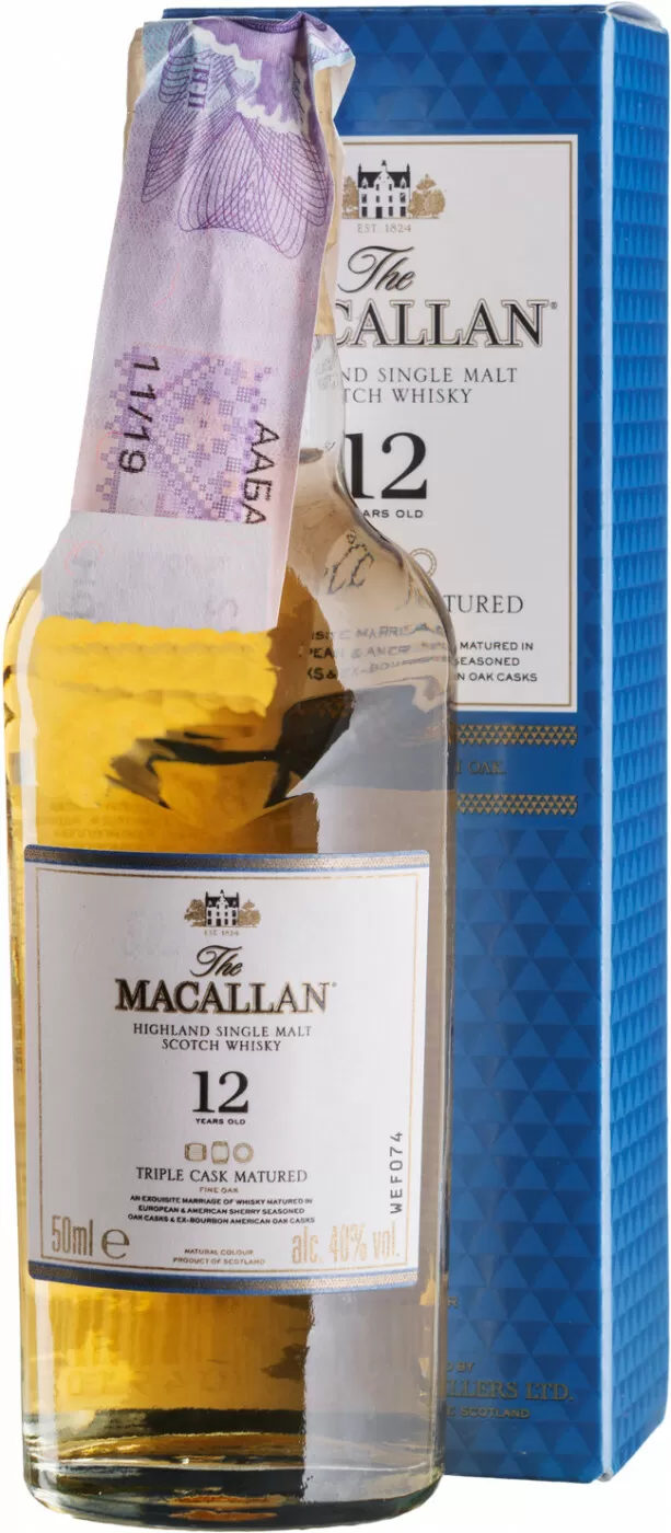 Виски Macallan Triple Cask Matured 12 Years Old 0.05 л Gift Box купить в  Москве – Макаллан Трипл Каск Мейчурд 12 Лет в подарочной коробке по цене 1  390 ₽