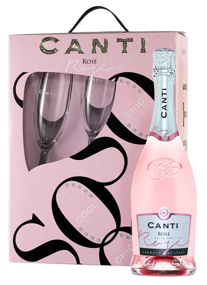 Игристое вино Canti Rose 0.75 л Gift Box Set 2 Glasses