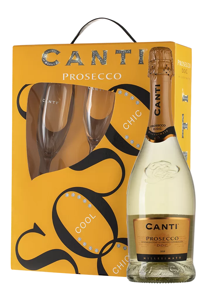 Игристое вино Canti Prosecco 0.75 л Gift Box Set 2 Glasses